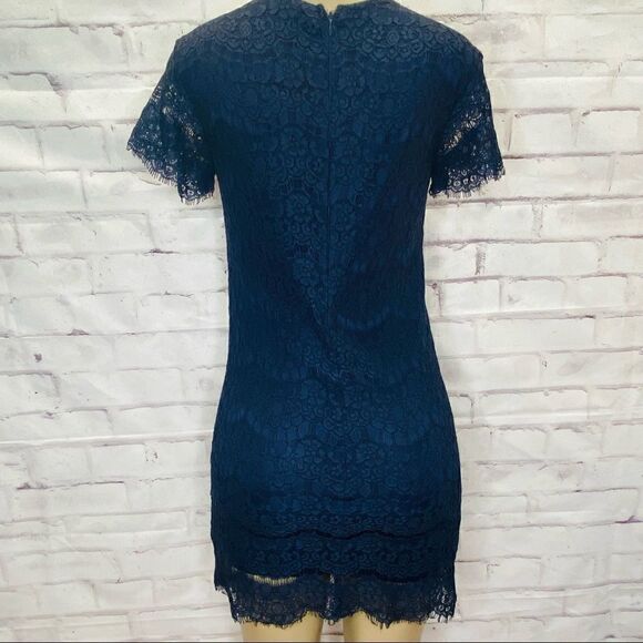 Lulu’s Love You For Eternity Navy Blue Lace Shift Dress size S - Picture 5 of 9